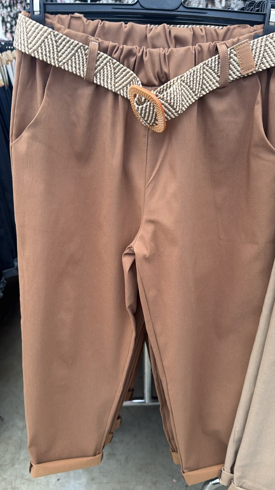 Kalhoty opasek camel