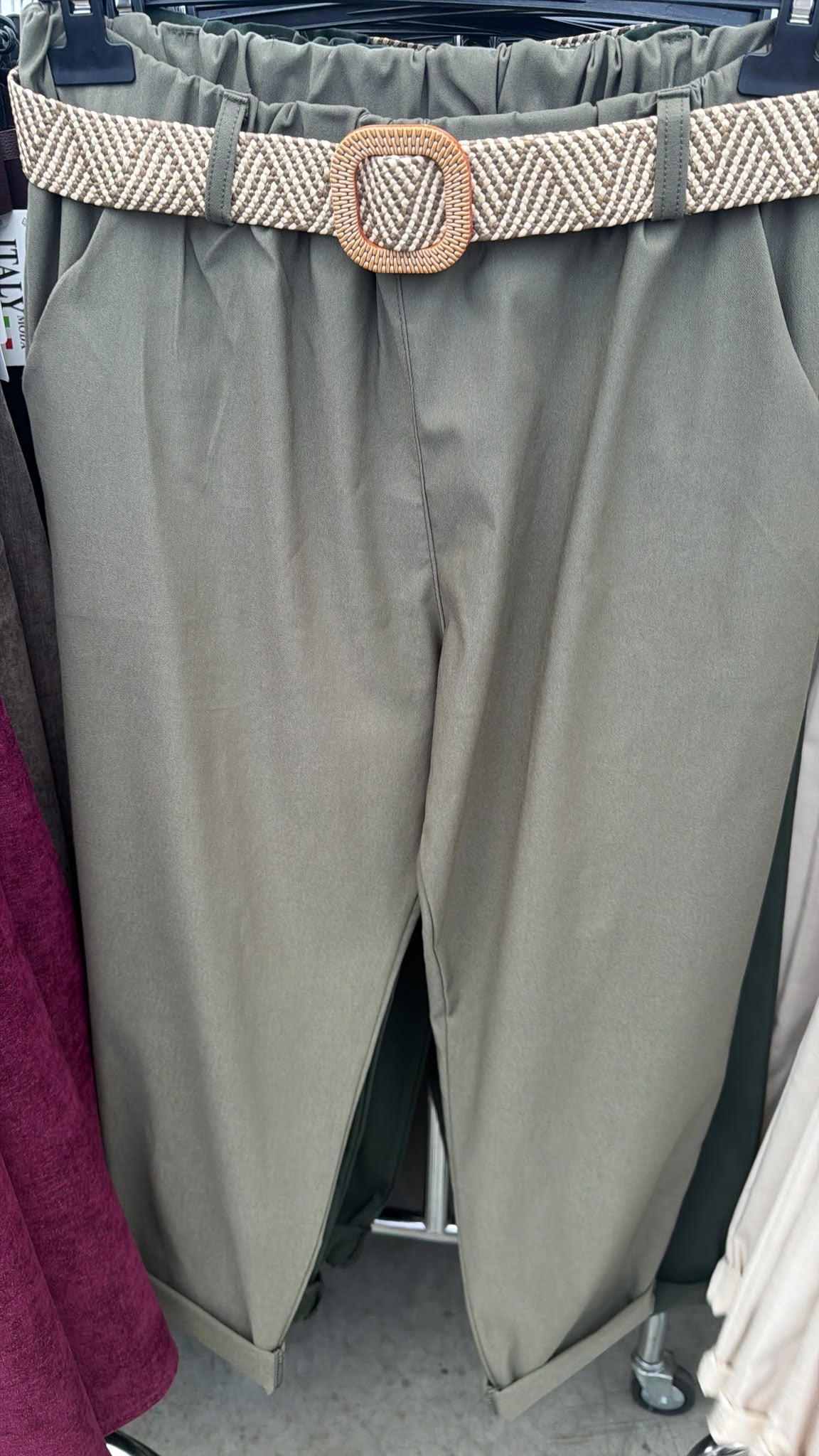 Kalhoty opasek khaki